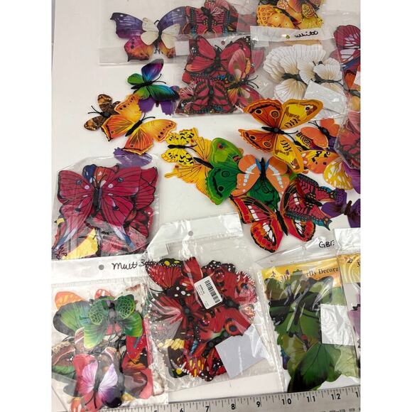 17 Pack NEW 3D Butterflies Wall Stickers Lot Bulk Various Colors Bright - Picture 4 of 16